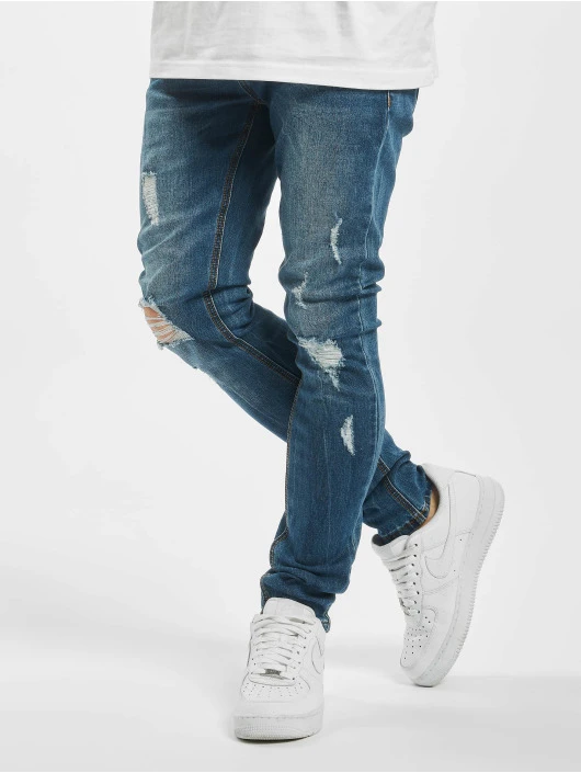 Herren Skinny Jeans Destroyed In Blau 3 Herren Skinny Jeans Destroyed In Blau