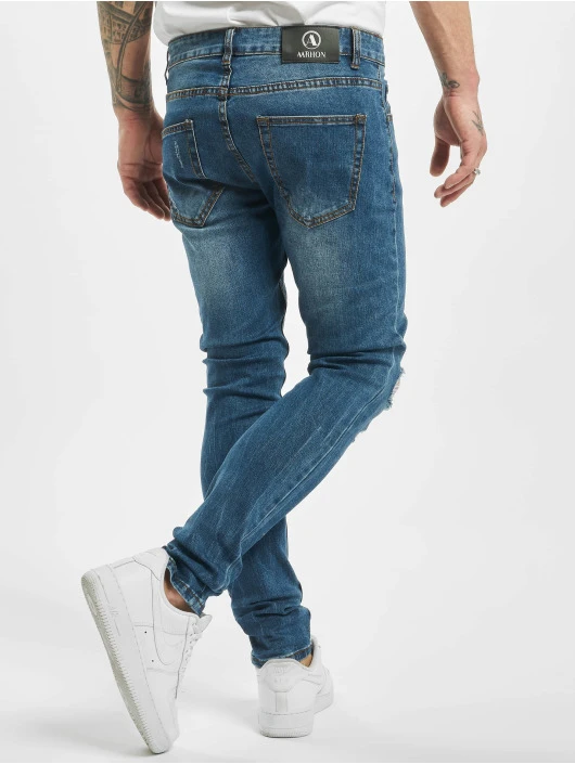 Herren Skinny Jeans Destroyed In Blau 4 Herren Skinny Jeans Destroyed In Blau – Bild 2