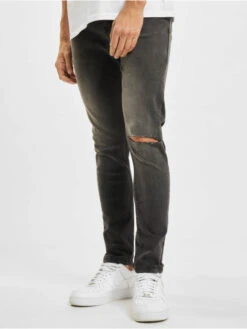 Herren Skinny Jeans Rip In Grau