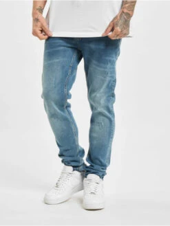 Denim Project Herren Slim Fit Jeans Mr Red Light Destroy In Blau