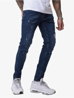 Herren Skinny Jeans Torn In Blau