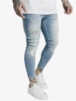 Herren Skinny Jeans Distresed In Blau